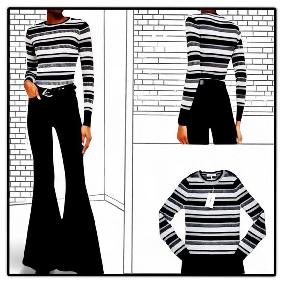 Frame Denim Metallic Striped Rib Knit Sweater - Picture 16 of 16